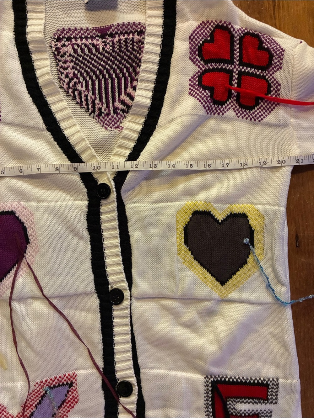 Karen Millen White Patchwork Heart & Letter Button Cardigan - Picture 10 of 12
